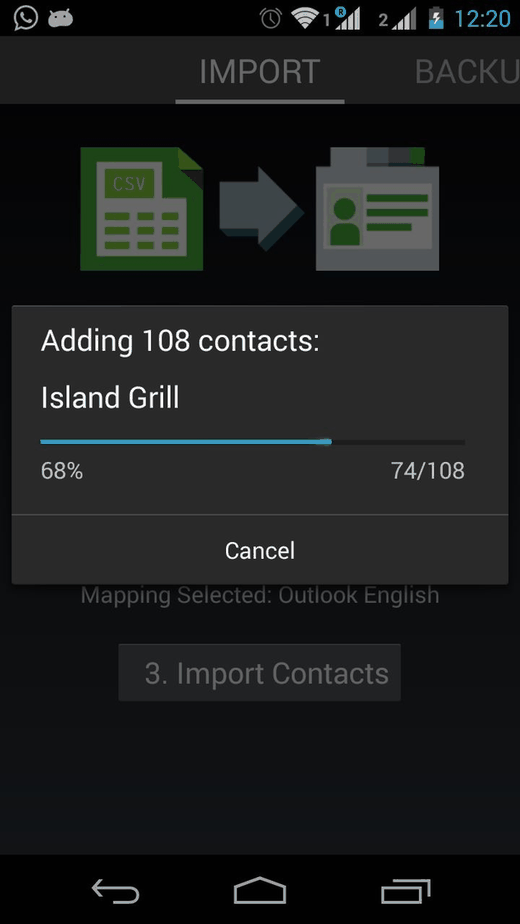 Contacts Import screenshot