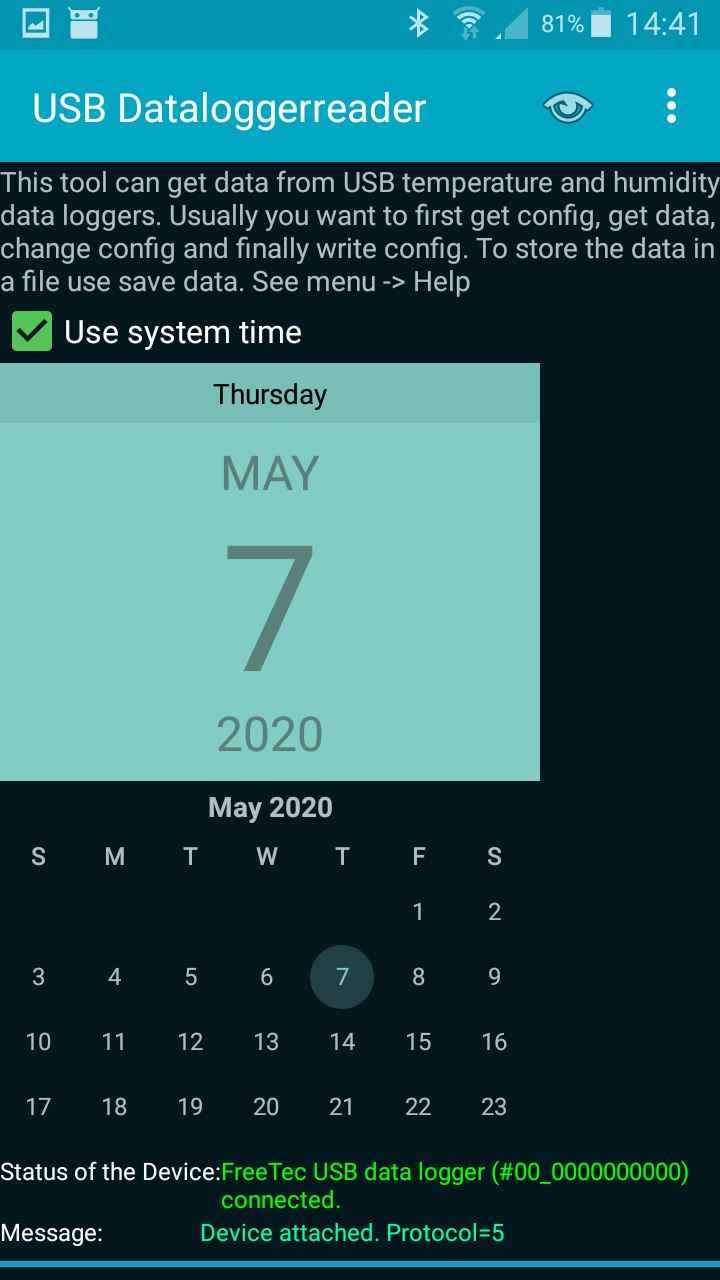 USB-Dataloggerreader screenshot