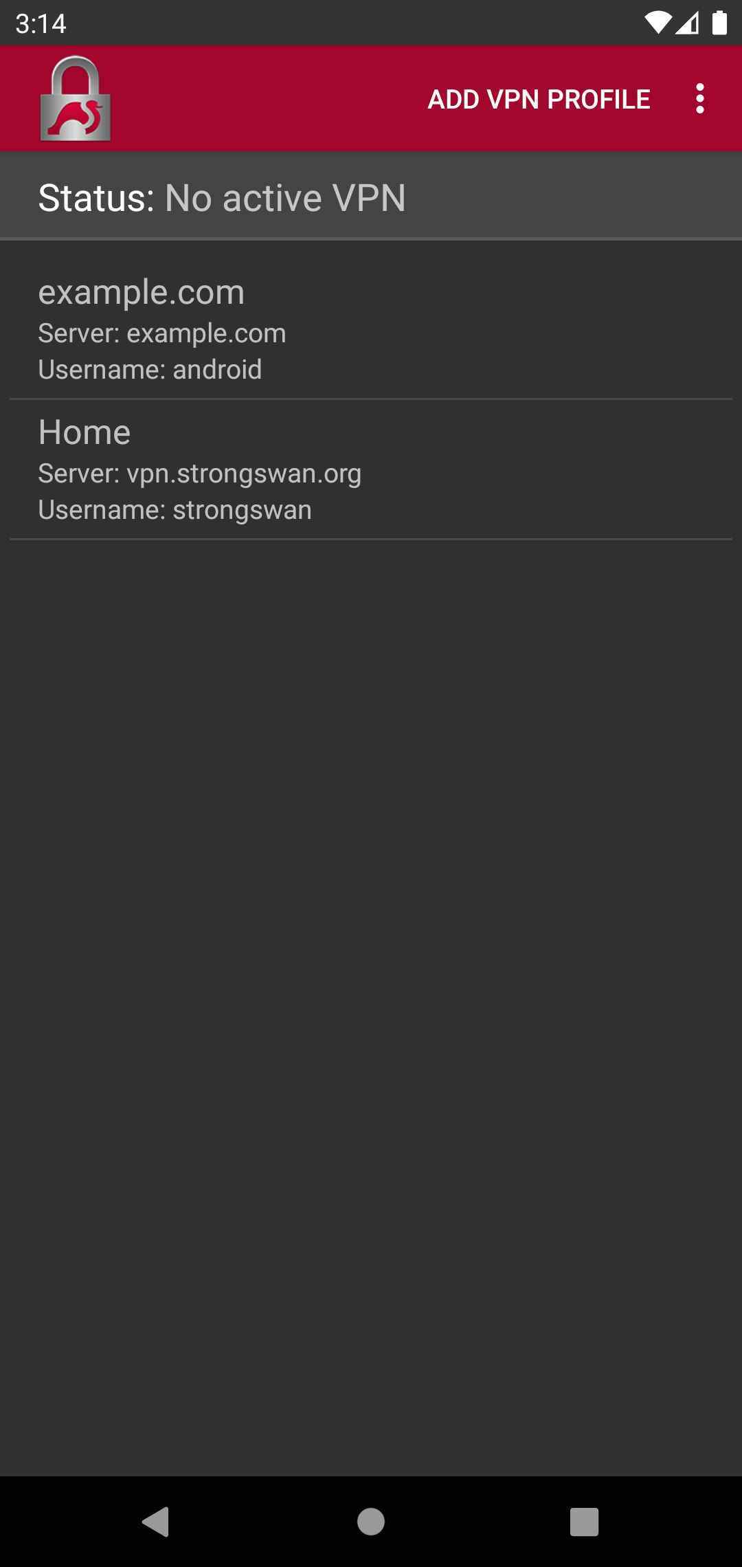strongSwan VPN Client screenshot