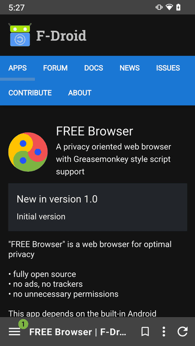 FREE Browser screenshot