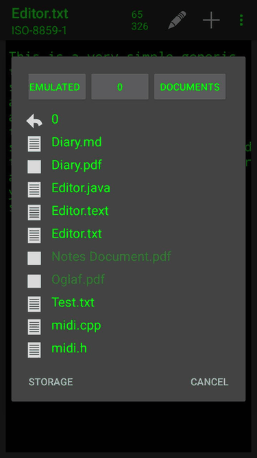 Editor screenshot