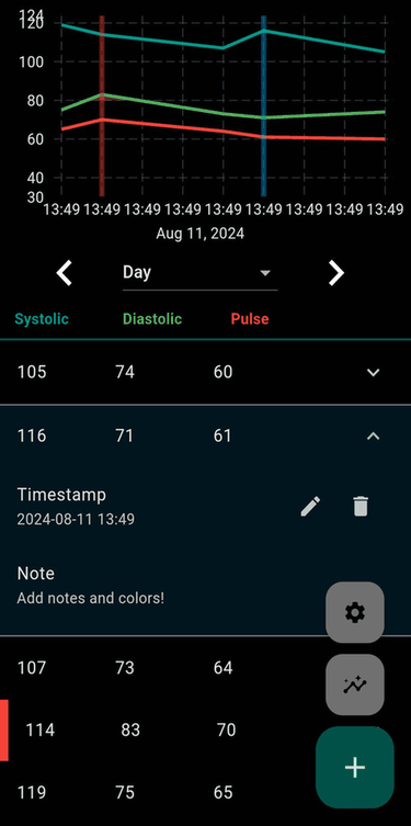 Blood pressure monitor screenshot