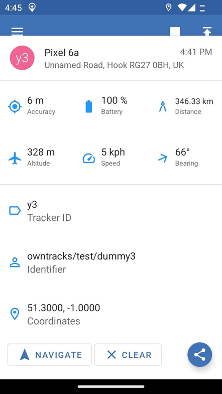 OwnTracks screenshot