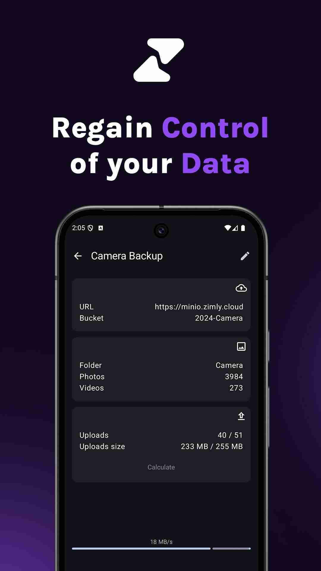 Zimly S3 Backup screenshot