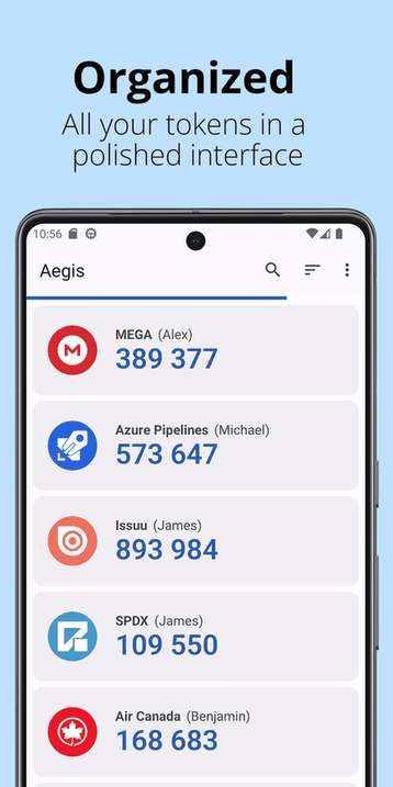 Aegis Authenticator screenshot
