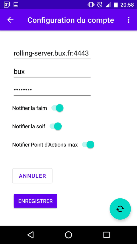 Tableau de bord Rolling screenshot