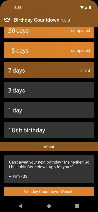Birthday Countdown screenshot