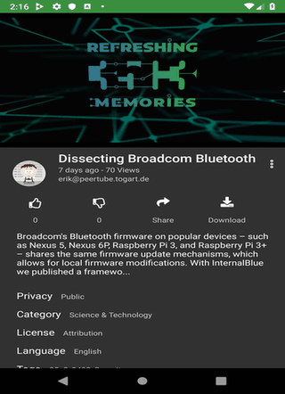 Thorium a PeerTube client screenshot