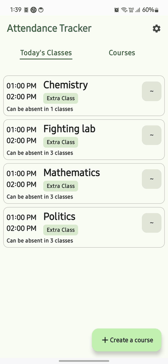 Self Attendance Tracker screenshot