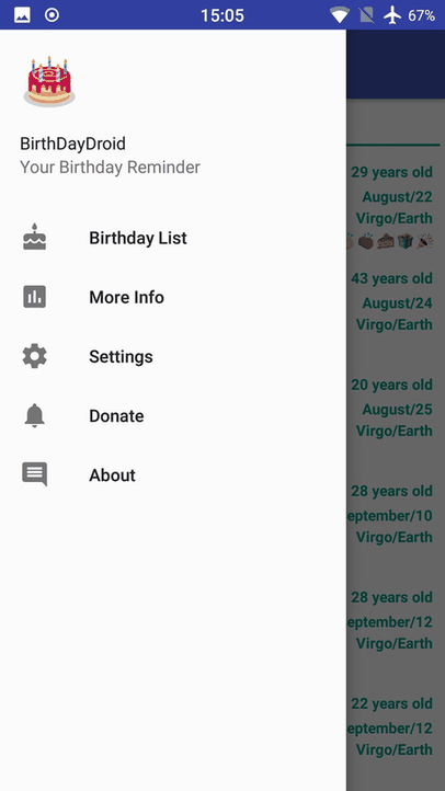 BirthDayDroid screenshot