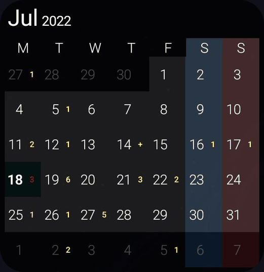 MinCal Widget screenshot