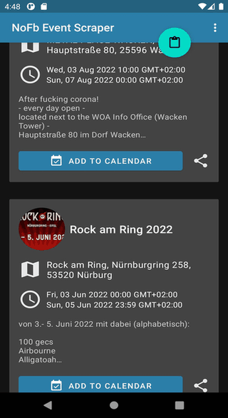 NoFb Event Scraper screenshot