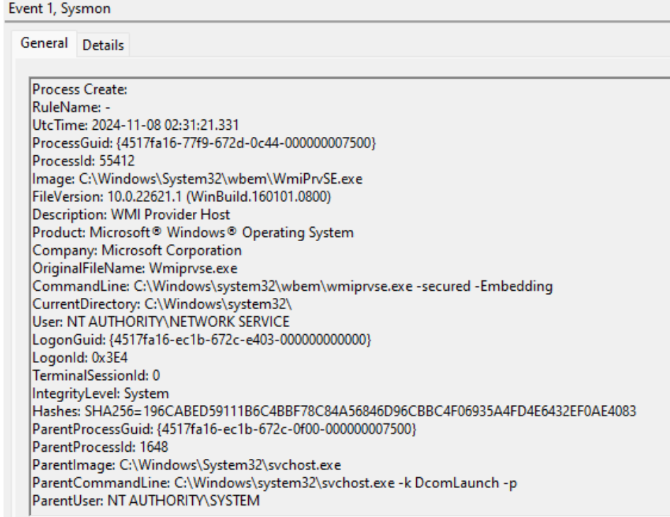 Sysmon screenshot