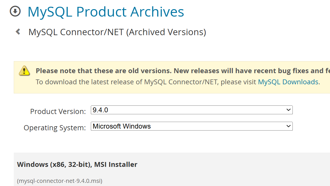 MySQL Connector/NET screenshot