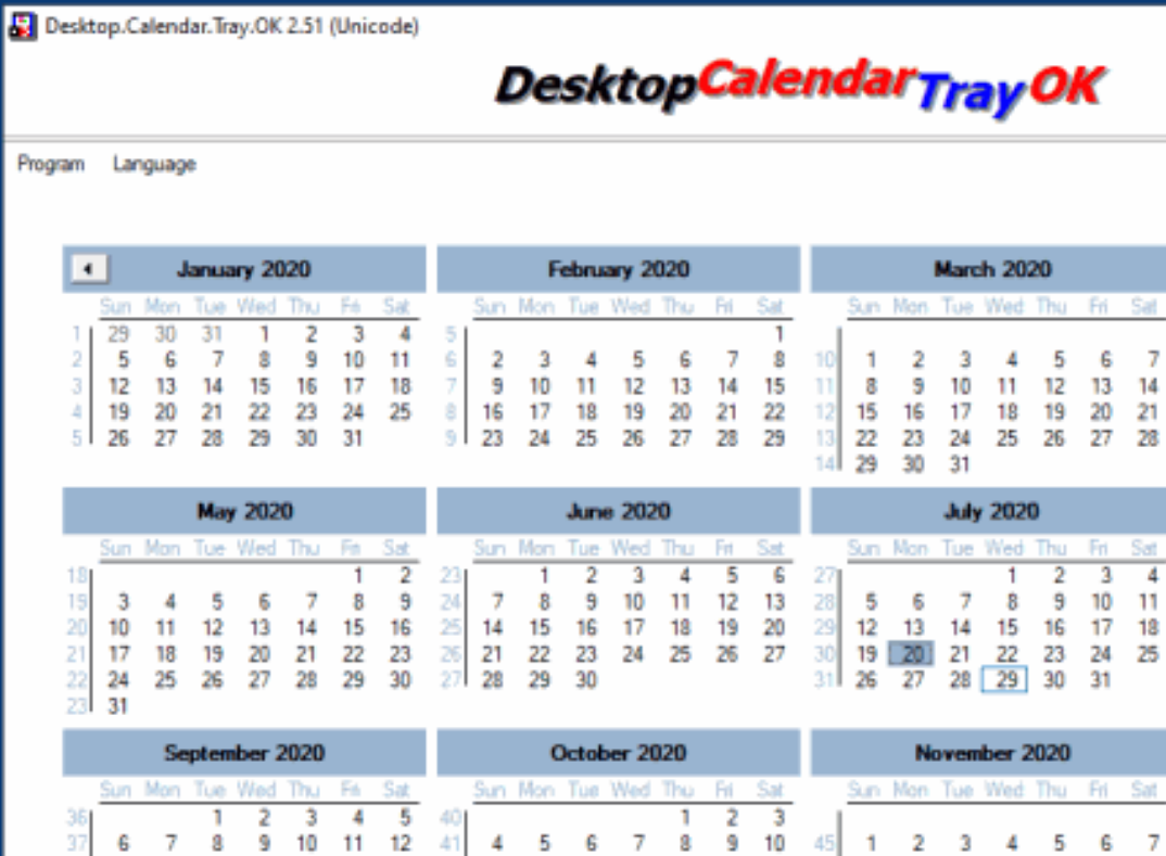 Desktop.Calendar.Tray.OK screenshot