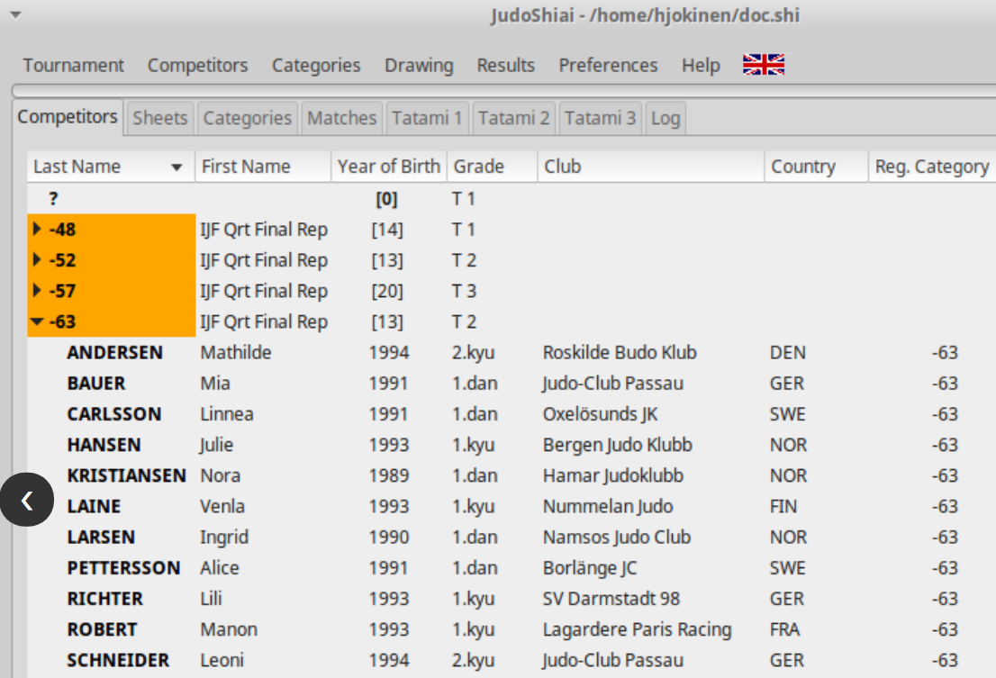 JudoShiai screenshot