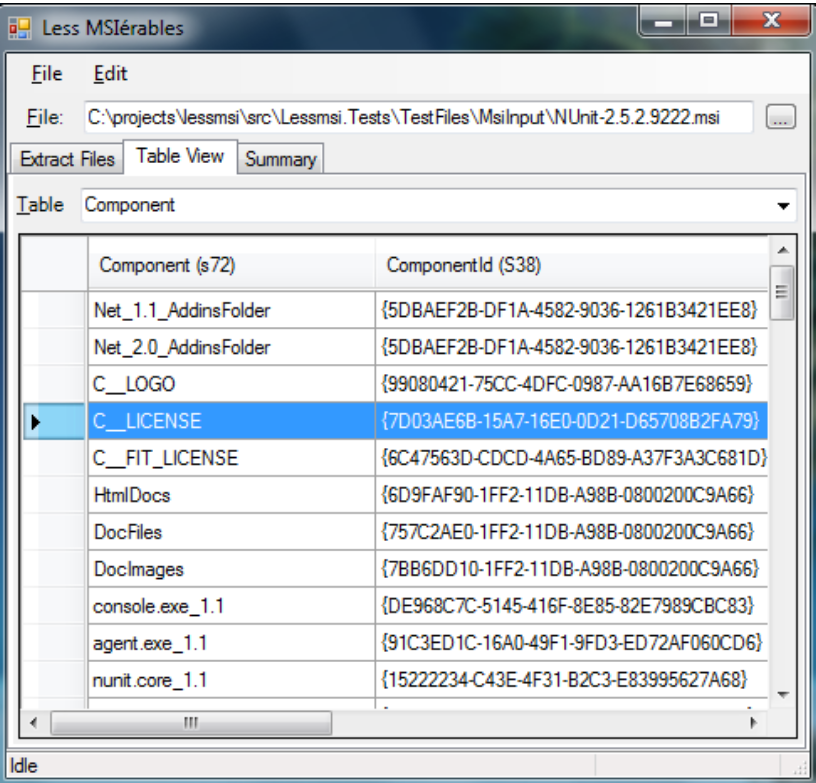 LessMSI screenshot