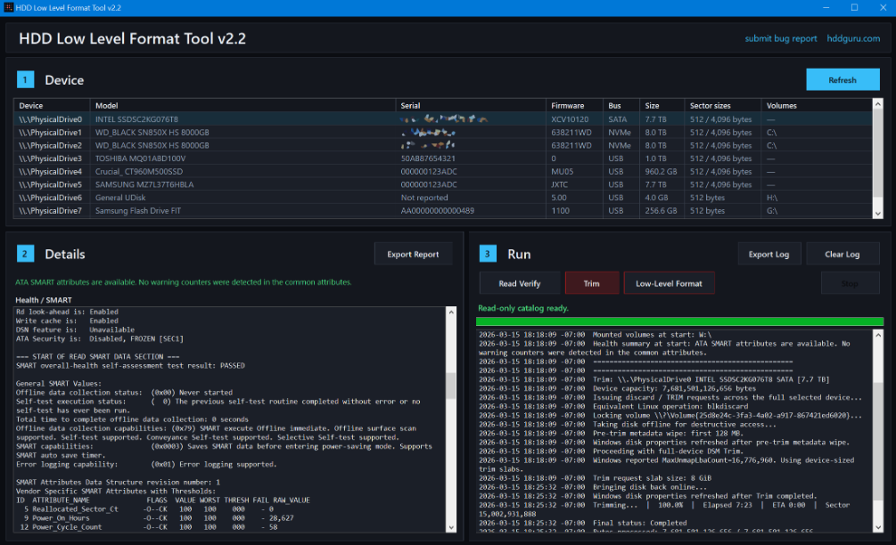 HDD Low Level Format Tool screenshot
