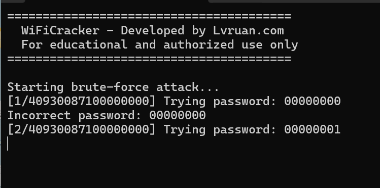 WiFiCracker screenshot