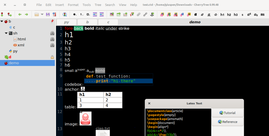 CherryTree screenshot