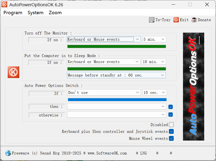 AutoPowerOptionsOK screenshot