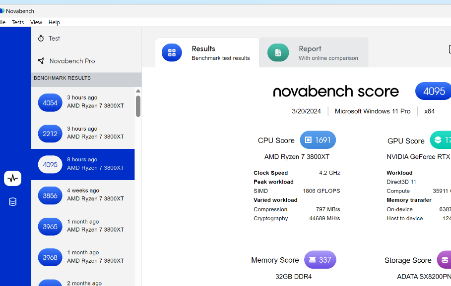 NovaBench screenshot