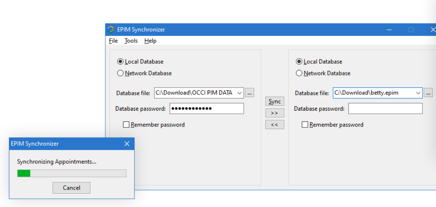 EPIM Synchronizer screenshot