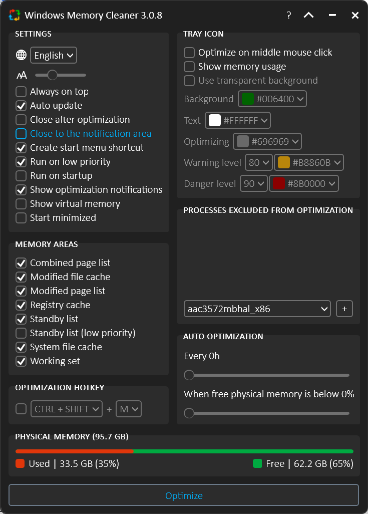 Windows Memory Cleaner screenshot