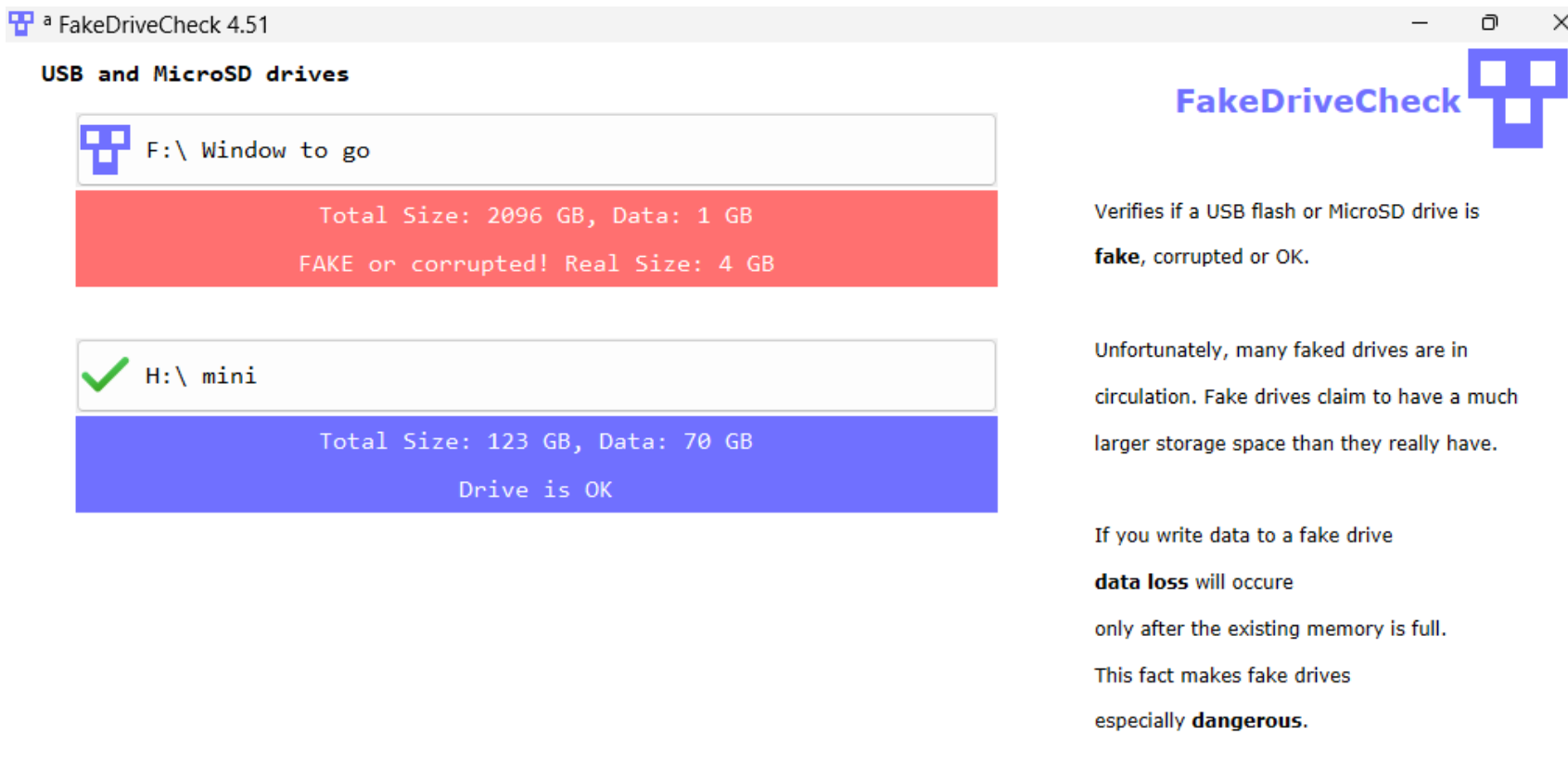 FakeDriveCheck screenshot