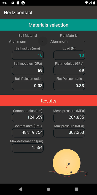 Hertz contact screenshot