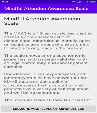 Mindful Attention Awareness Scale screenshot