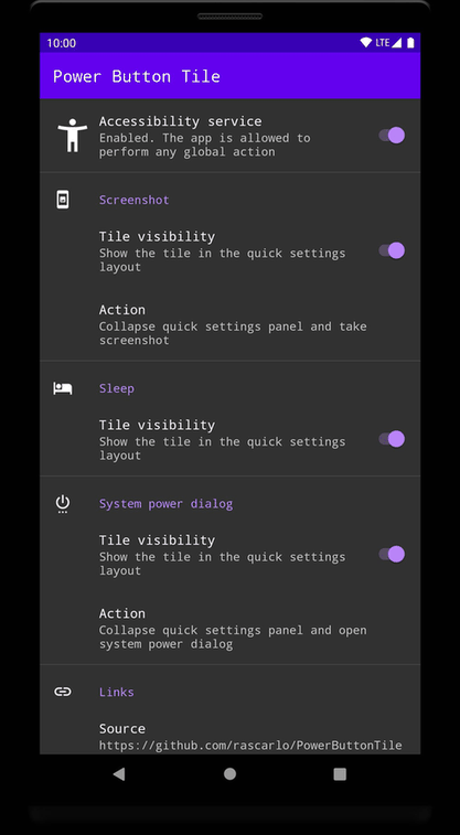 Power Button Tile screenshot