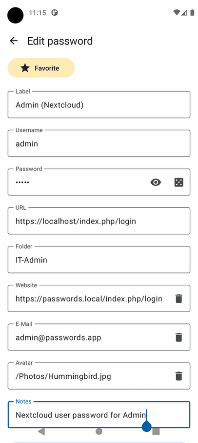 Nextcloud Passwords screenshot