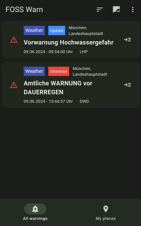 FOSS Warn screenshot