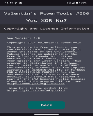 Yes XOR No? screenshot