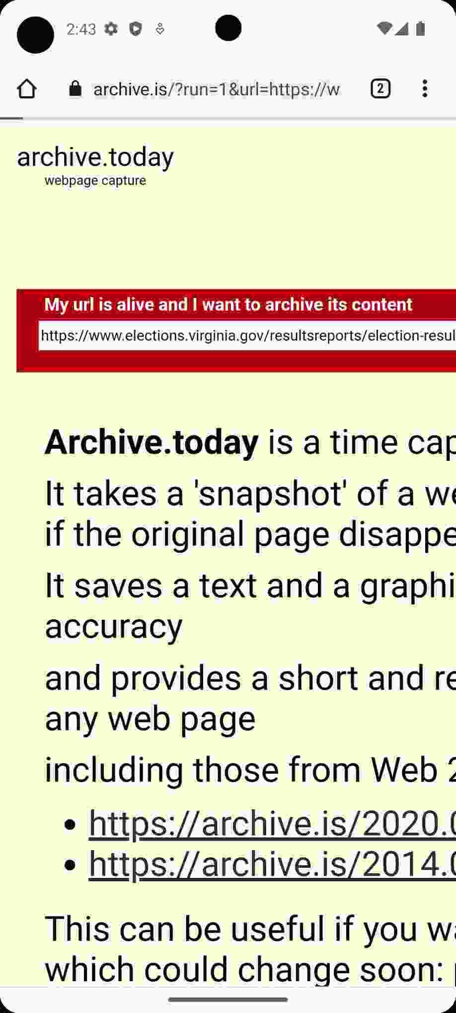 Share 2 Archive Today screenshot