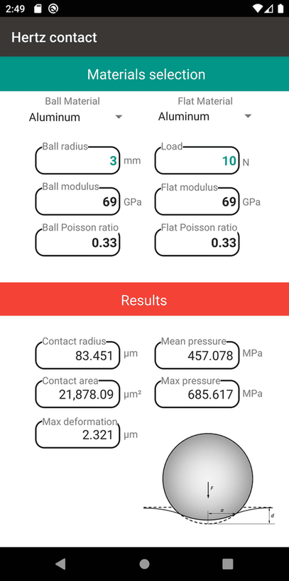 Hertz contact screenshot