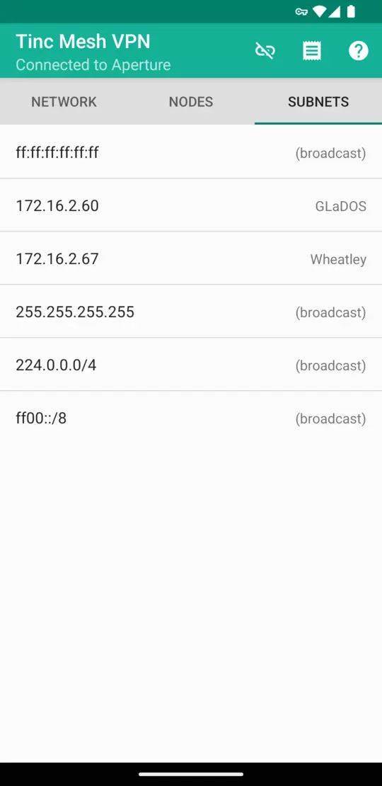 Tinc Mesh VPN screenshot