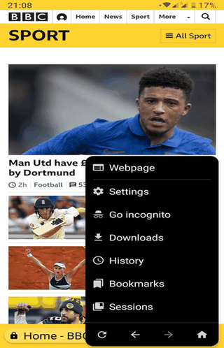 Fulguris Web Browser screenshot