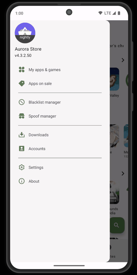 Aurora Store screenshot