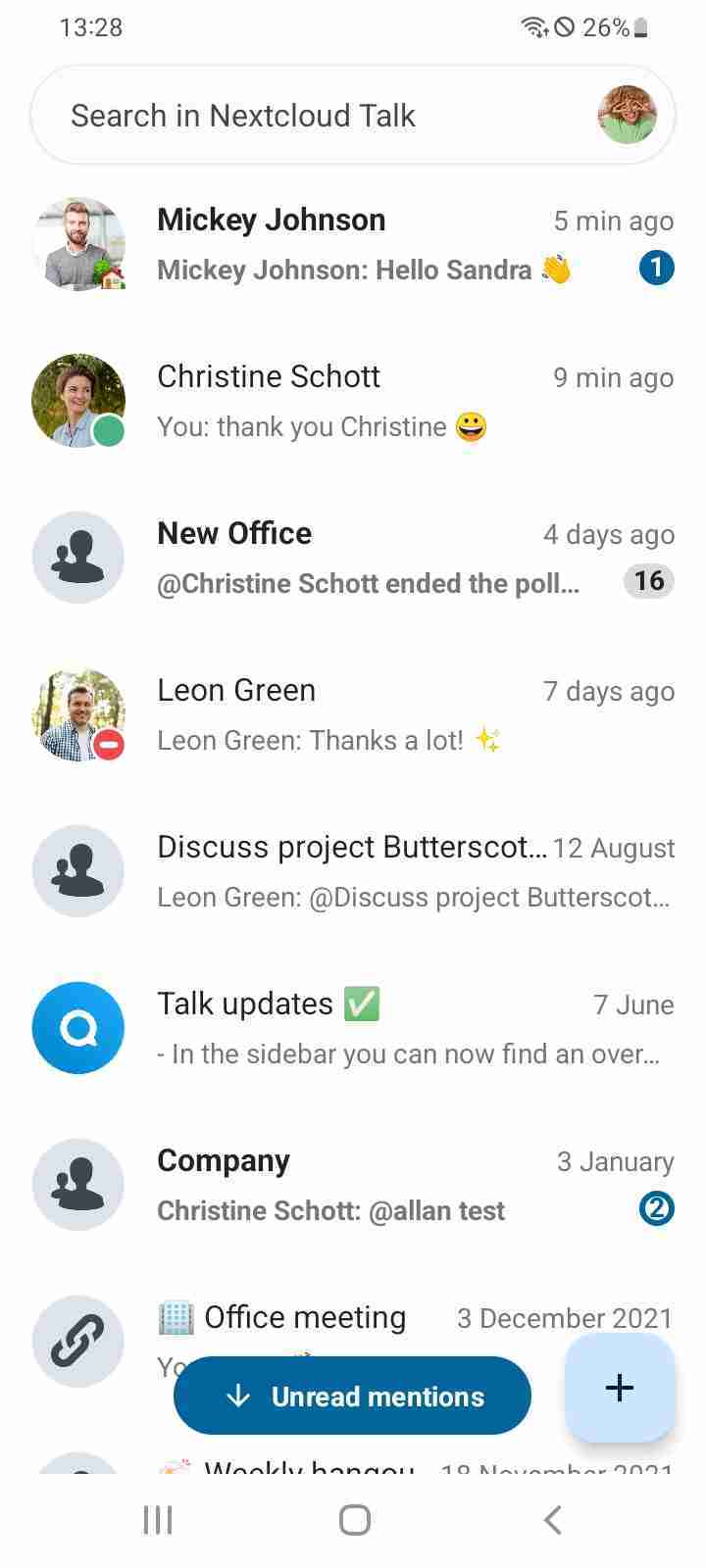 Nextcloud Talk screenshot