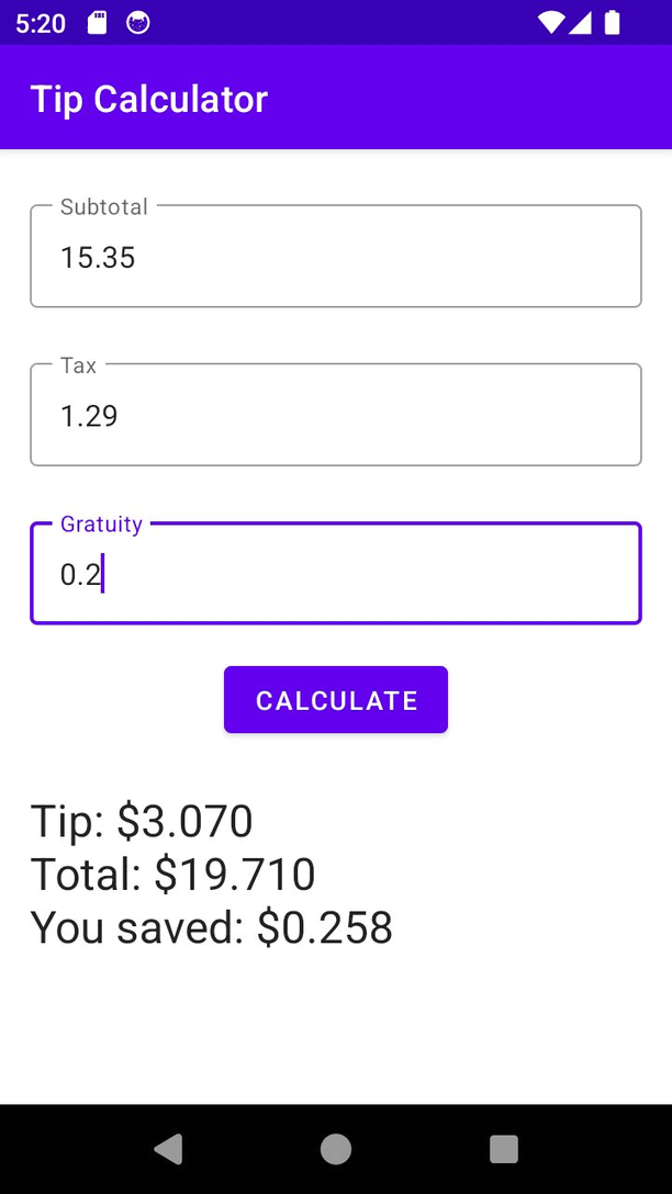 Tip Calculator screenshot