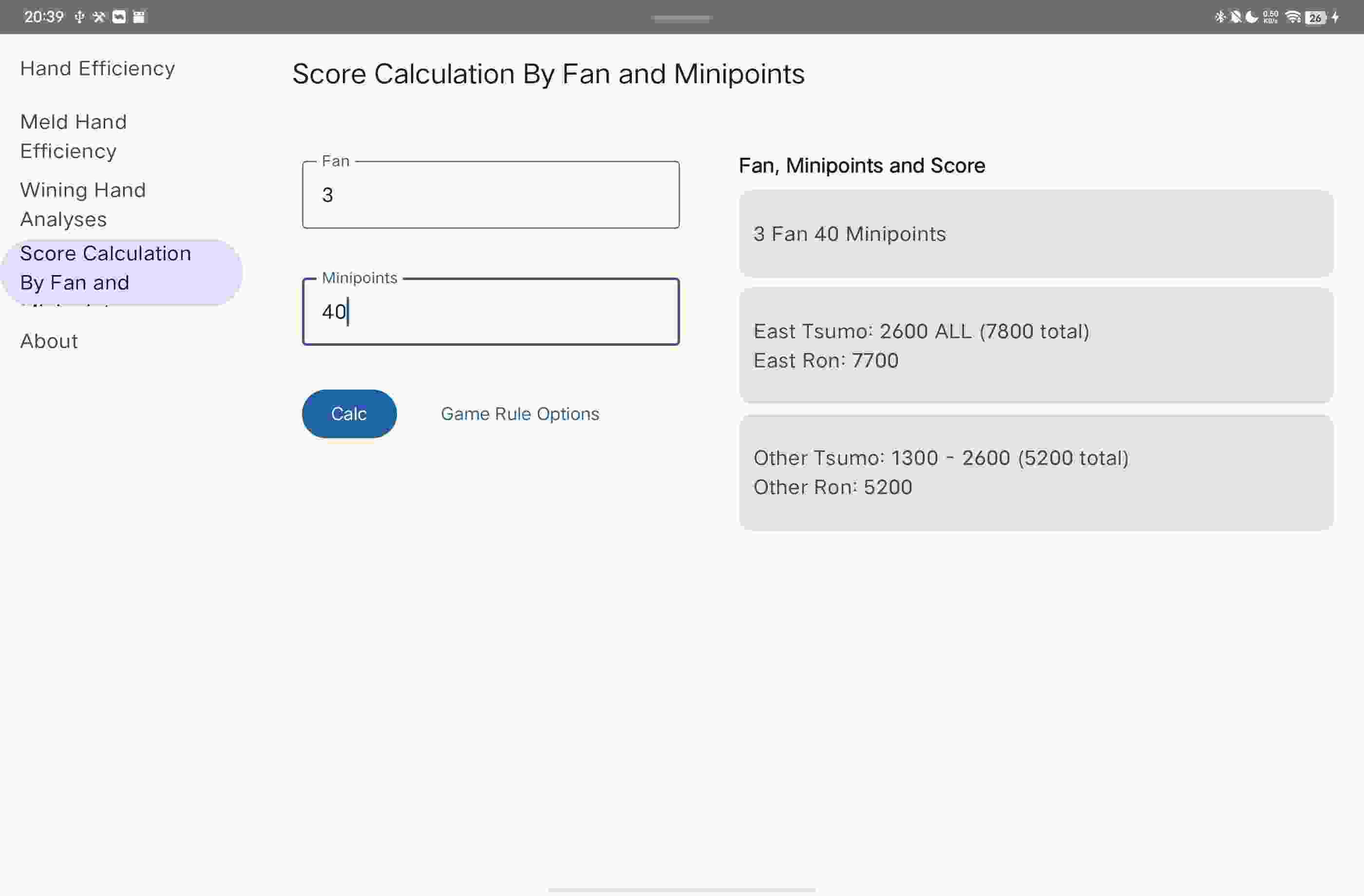 Riichi Mahjong Calculator screenshot