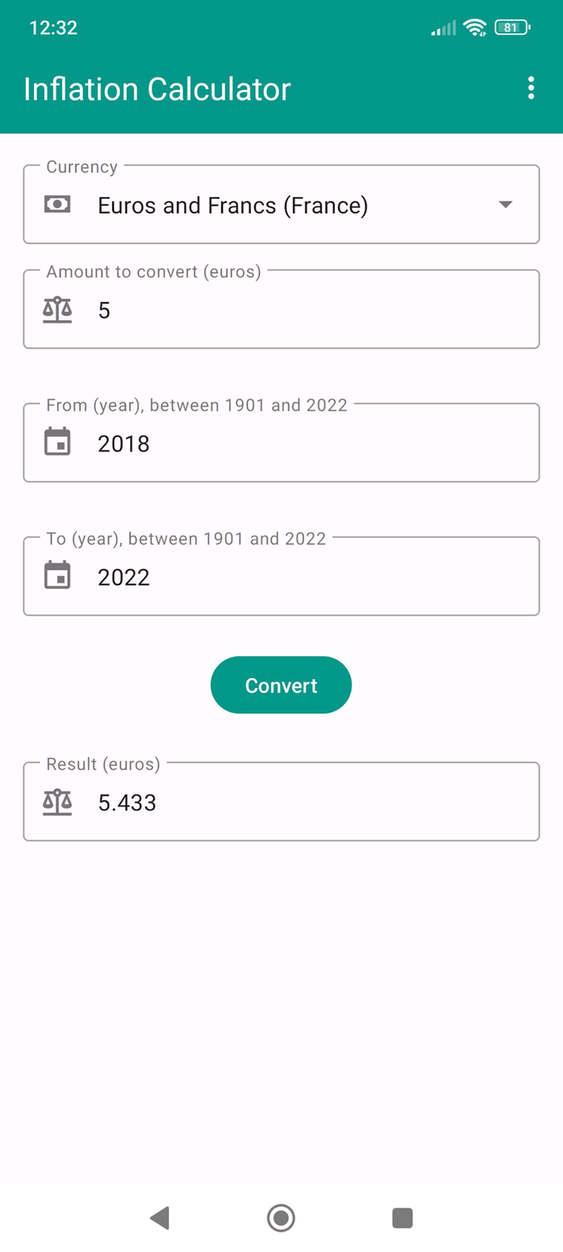 Inflation Calculator screenshot