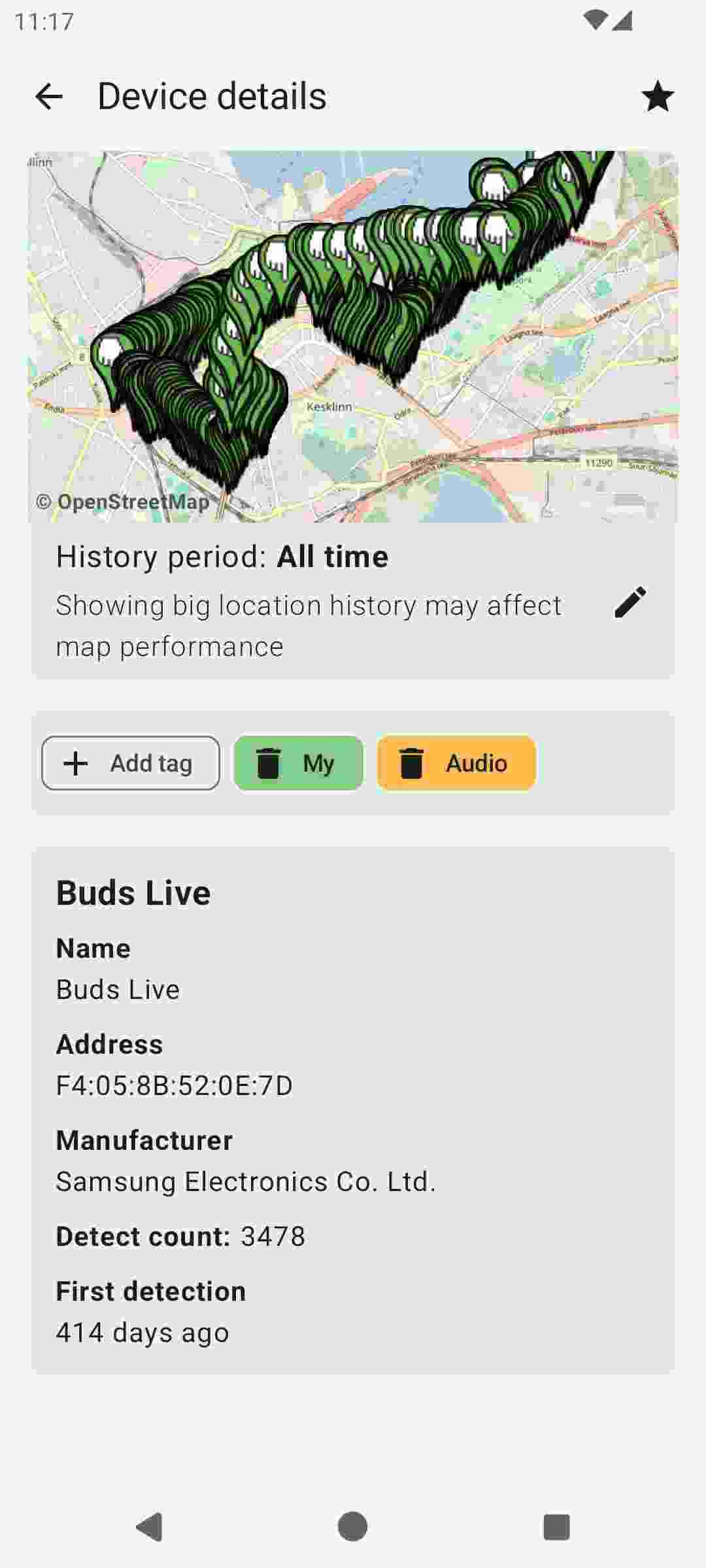 BLE Radar screenshot