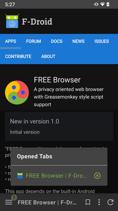 FREE Browser screenshot