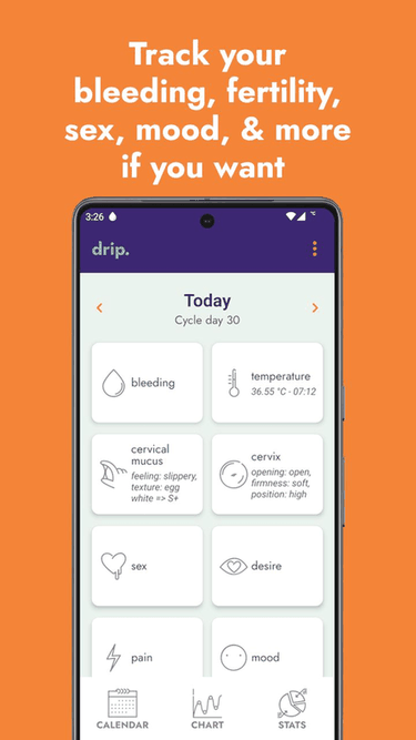 drip. menstrual cycle and fertility tracking screenshot