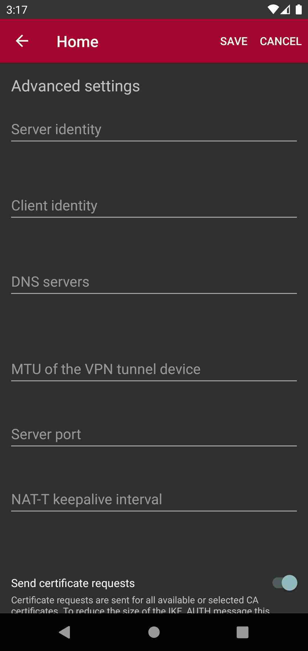strongSwan VPN Client screenshot