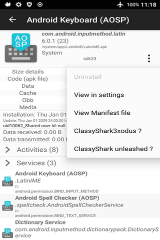 ClassyShark3xodus screenshot