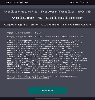 Volume Percent Calcul screenshot